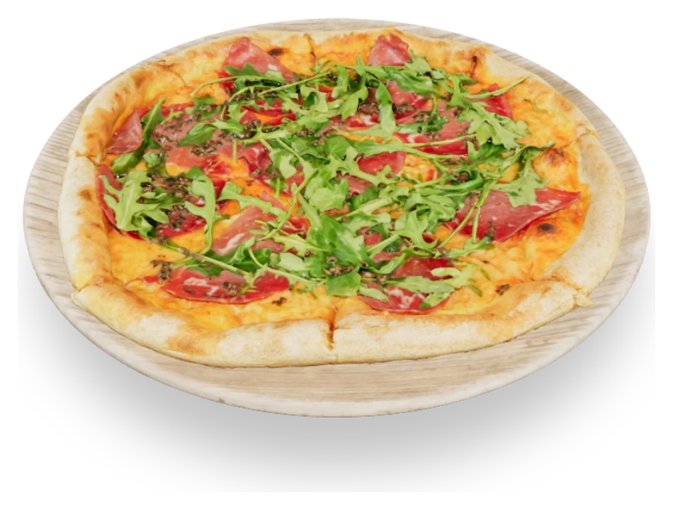House pizza on a white plate